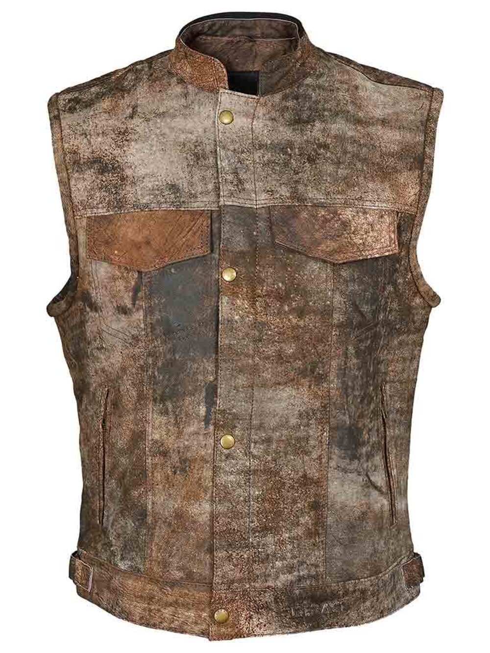 RIDERACT® Leather Motorcycle Vest Mens Biker SOA Style Riding Gear